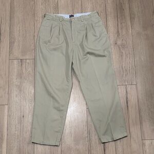 Vintage 90s Bugle Boy Mens Khaki Pleated Cuffed Pants 36x30 100% Cotton